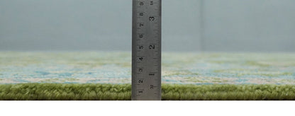 Custom Made Hand Knotted Green, Silver and Peach Traditional Oushak Wool Area Rug.