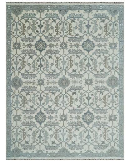 Custom Made Hand Knotted Ivory and Silver Oriental Oushak Multi Size Traditional Wool Area Rug, Living Room and Bedroom Rug.
