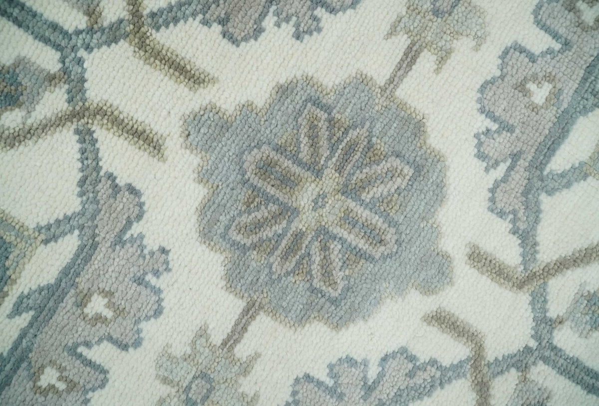 Custom Made Hand Knotted Ivory and Silver Oriental Oushak Multi Size Traditional Wool Area Rug, Living Room and Bedroom Rug.