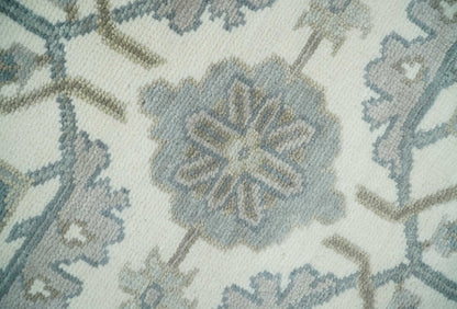 Custom Made Hand Knotted Ivory and Silver Oriental Oushak Multi Size Traditional Wool Area Rug, Living Room and Bedroom Rug.