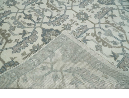 Custom Made Hand Knotted Ivory and Silver Oriental Oushak Multi Size Traditional Wool Area Rug, Living Room and Bedroom Rug.