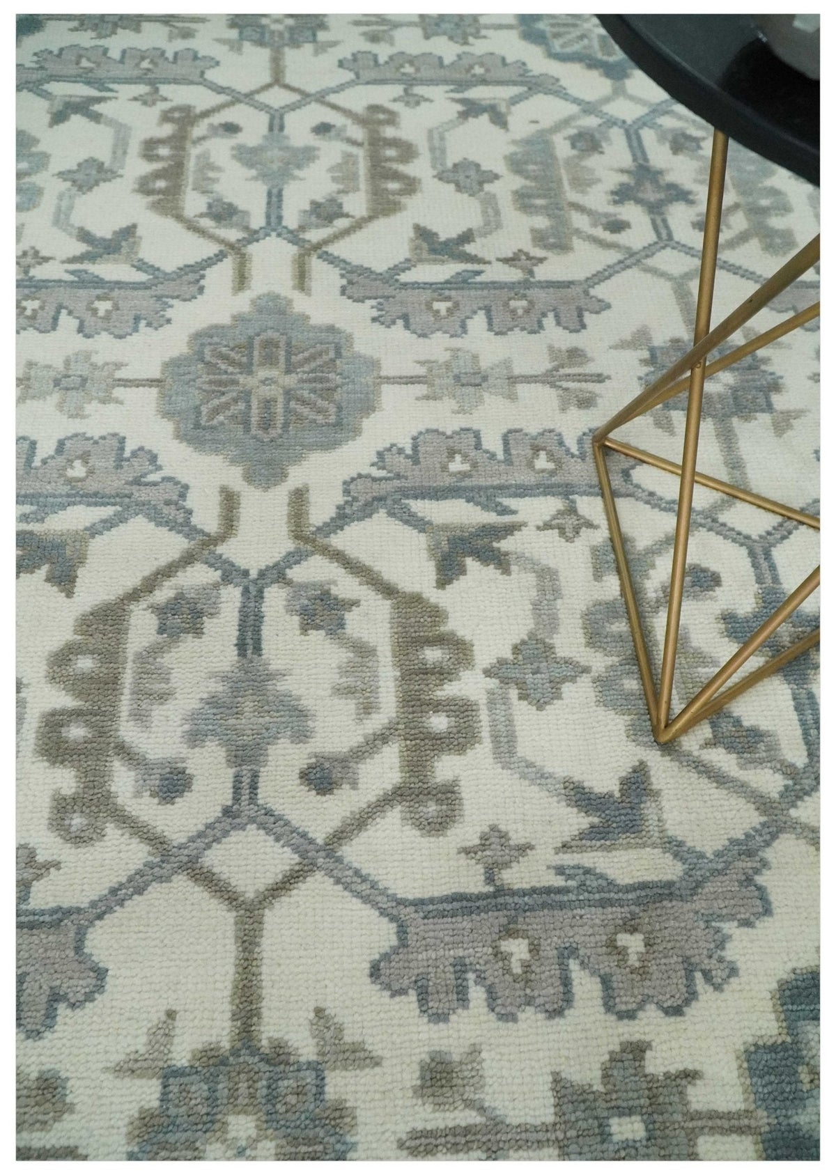 Custom Made Hand Knotted Ivory and Silver Oriental Oushak Multi Size Traditional Wool Area Rug, Living Room and Bedroom Rug.