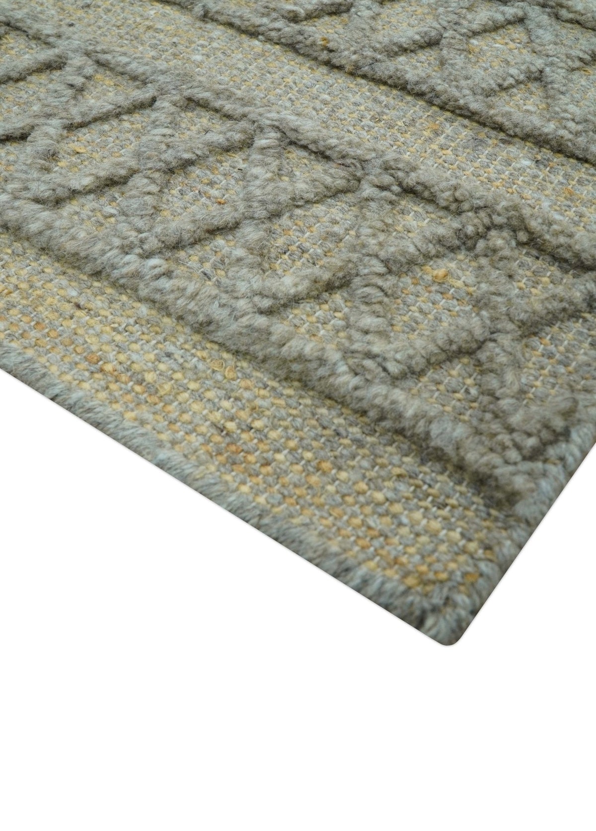 Custom Made Hand Knotted Modern Contemporary Gray Wool Area Rug.
