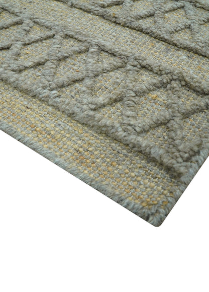Custom Made Hand Knotted Modern Contemporary Gray Wool Area Rug.