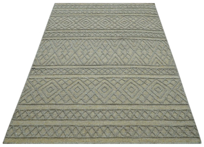 Custom Made Hand Knotted Modern Contemporary Gray Wool Area Rug.
