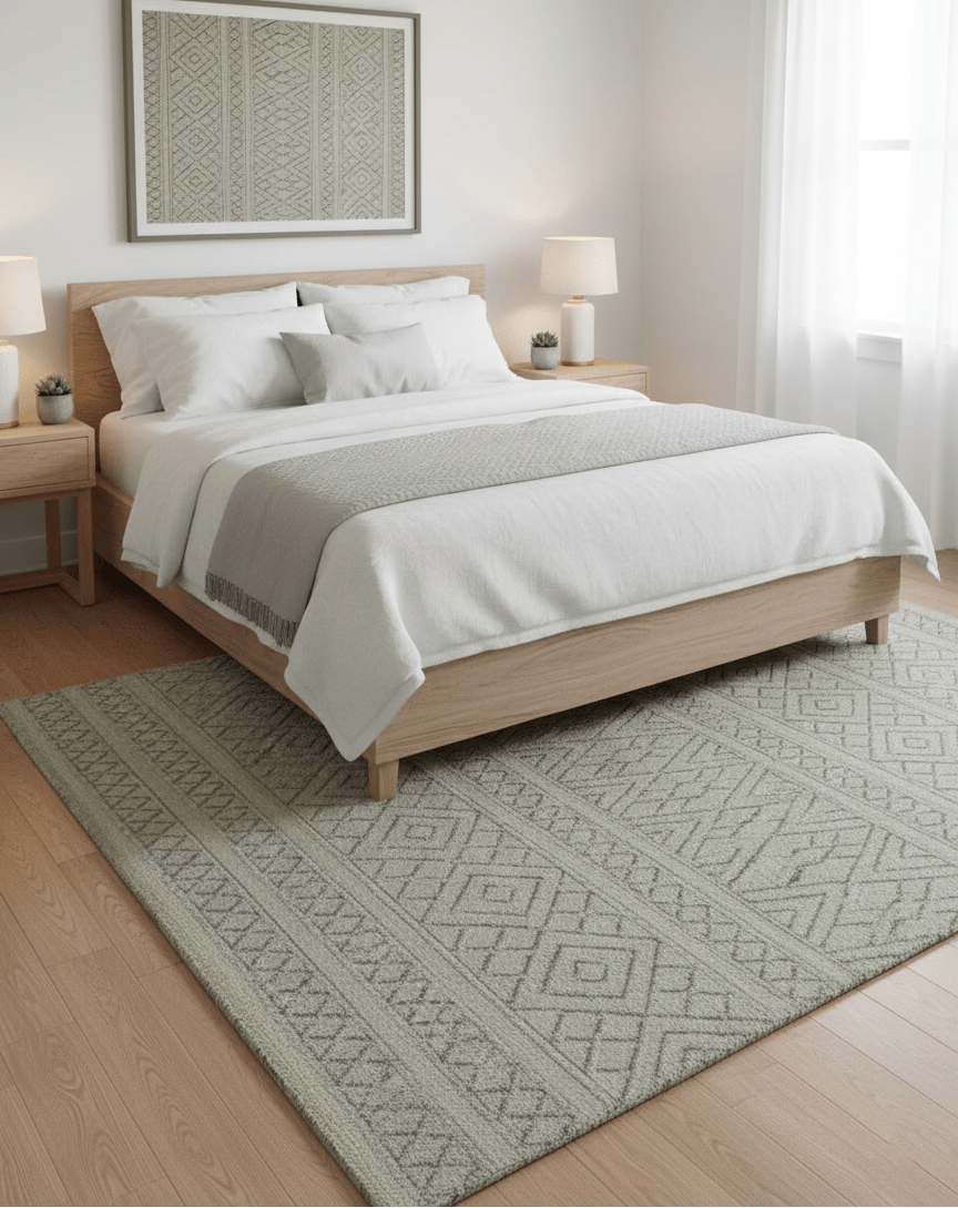 Custom Made Hand Knotted Modern Contemporary Gray Wool Area Rug.