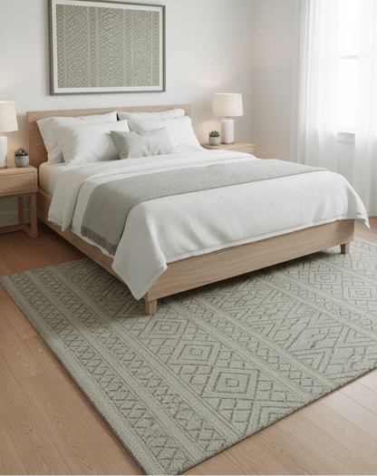 Custom Made Hand Knotted Modern Contemporary Gray Wool Area Rug.