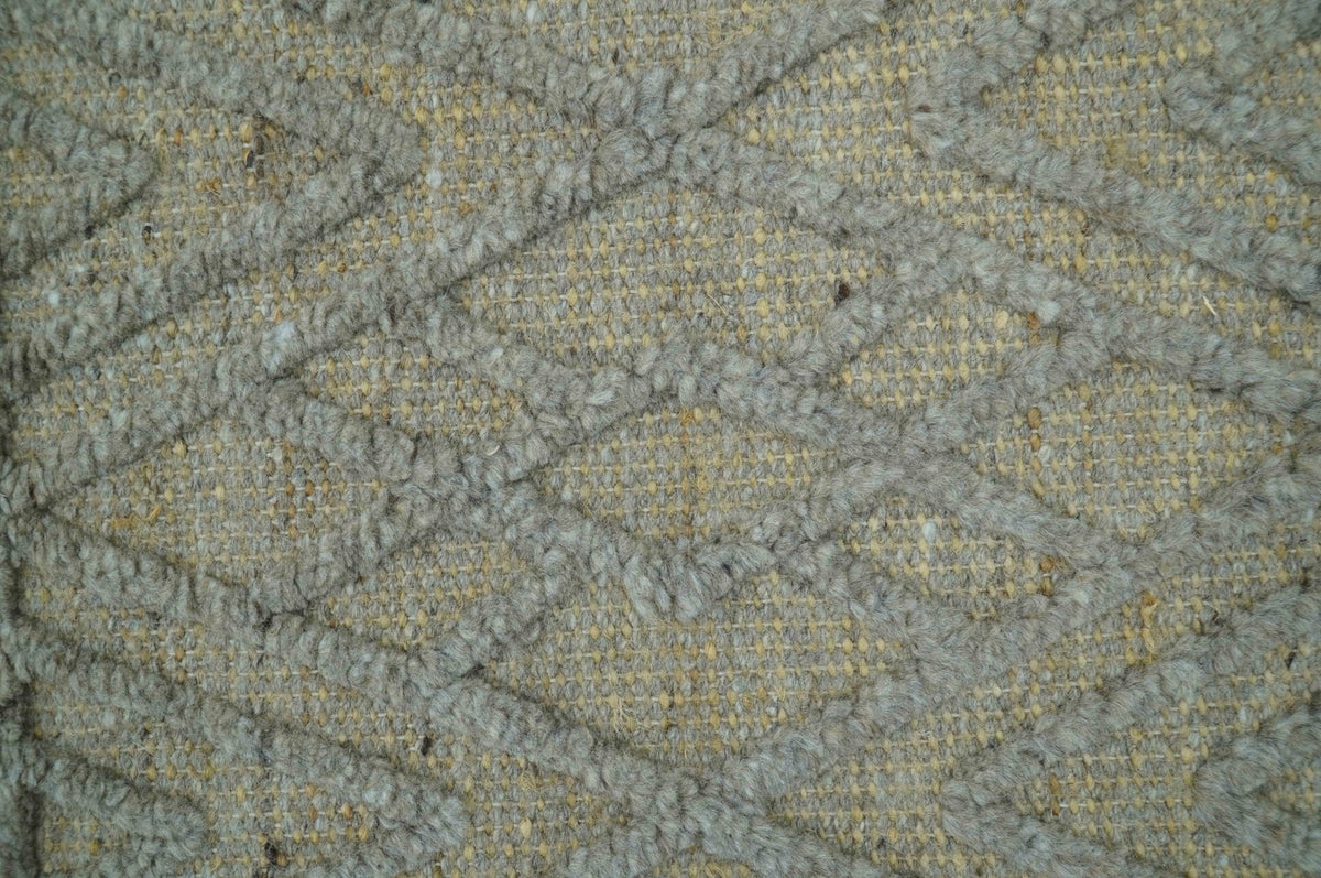 Custom Made Hand Knotted Modern Contemporary Gray Wool Area Rug.