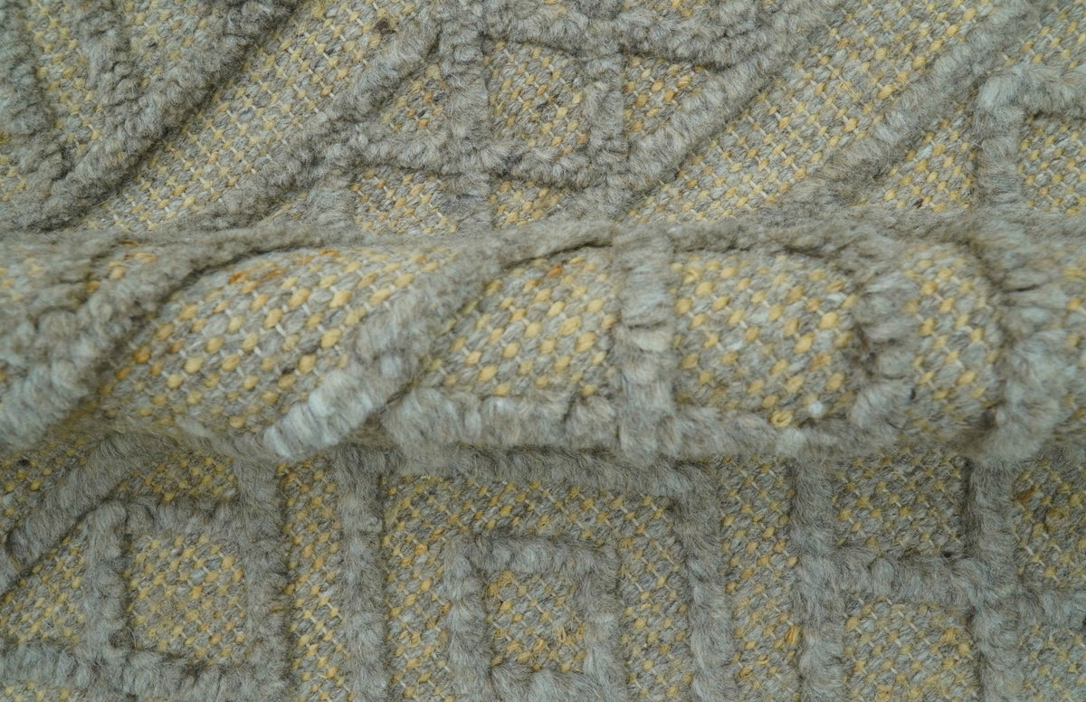 Custom Made Hand Knotted Modern Contemporary Gray Wool Area Rug.
