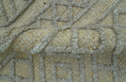 Custom Made Hand Knotted Modern Contemporary Gray Wool Area Rug.