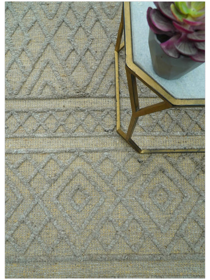 Custom Made Hand Knotted Modern Contemporary Gray Wool Area Rug.