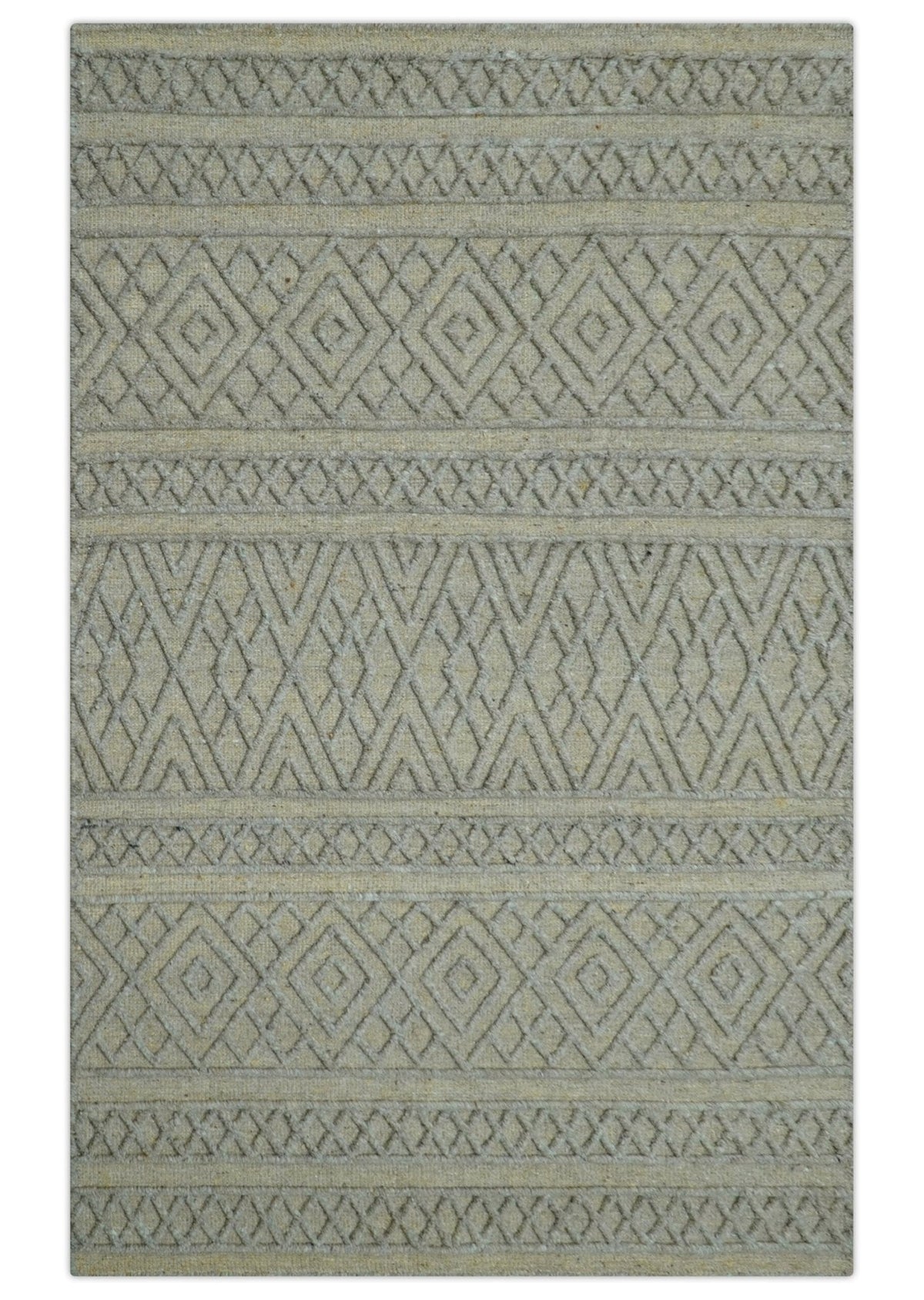 Custom Made Hand Knotted Modern Contemporary Gray Wool Area Rug.