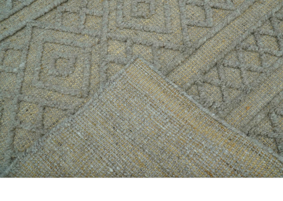 Custom Made Hand Knotted Modern Contemporary Gray Wool Area Rug.