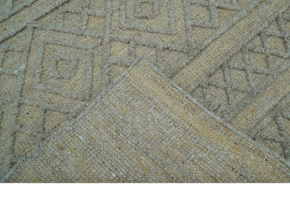 Custom Made Hand Knotted Modern Contemporary Gray Wool Area Rug.