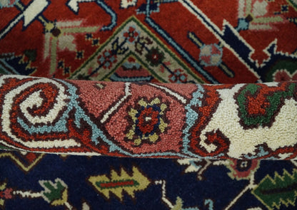 Custom Made Hand Knotted Multi Size Large Olive, Blue, Ivory and Rust Traditional Wool Rug.