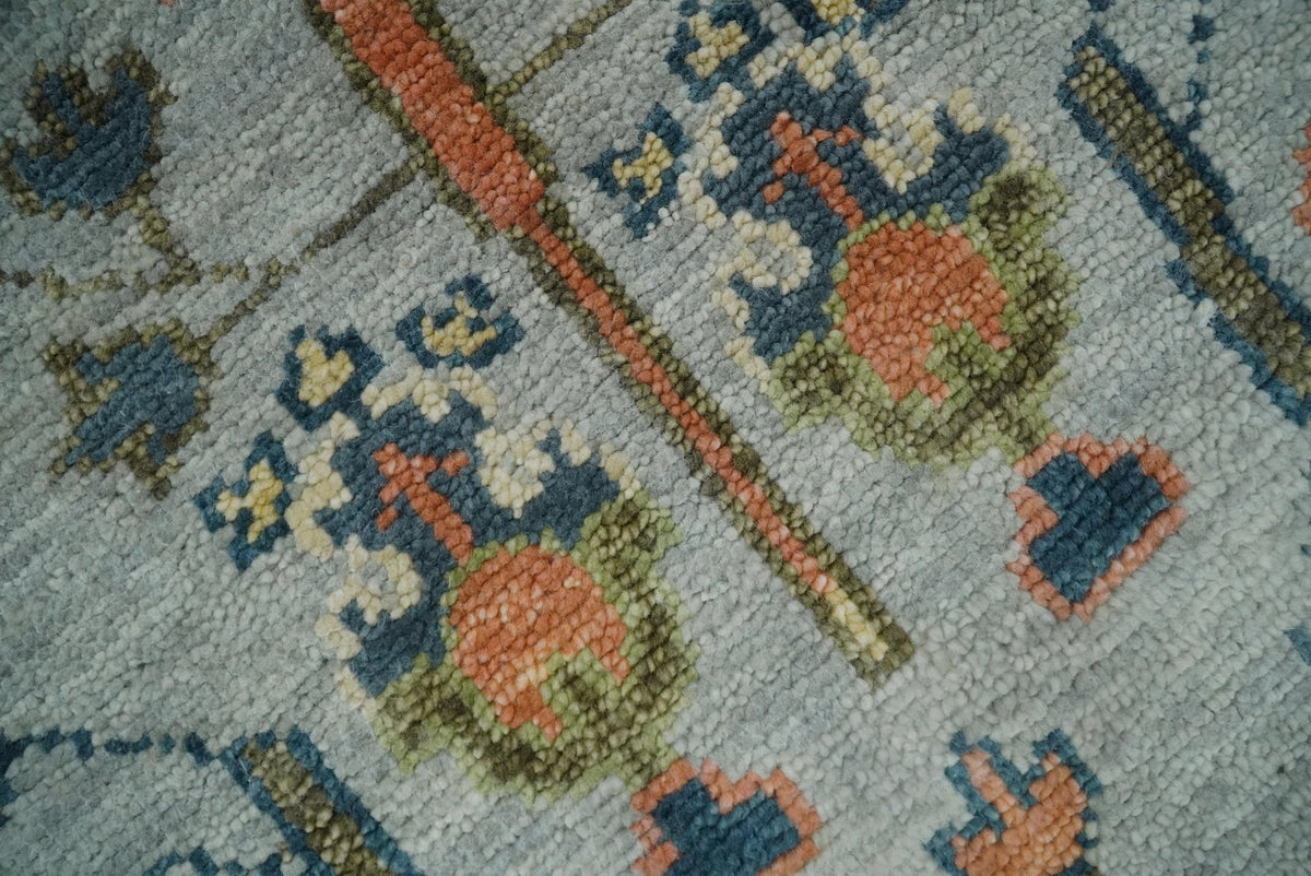 Custom Made Hand Knotted Rust And Silver Tree of life Runner Wool Rug.