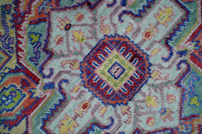 Custom Made Hand Knotted Silver, Purple and Green Traditional Wool Area Rug.