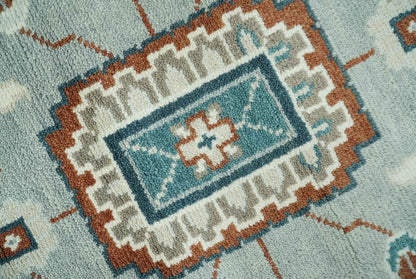 Custom Made Hand Knotted Silver, Teal, Ivory and Brown Traditional Oriental Oushak wool area Rug.