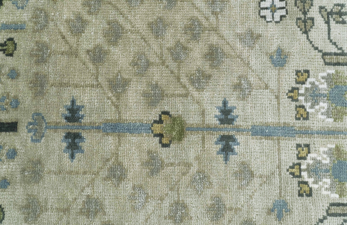 Custom Made Hand Knotted Tree of Life Beige And Blue Runner Wool Rug.