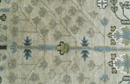 Custom Made Hand Knotted Tree of Life Beige And Blue Runner Wool Rug.