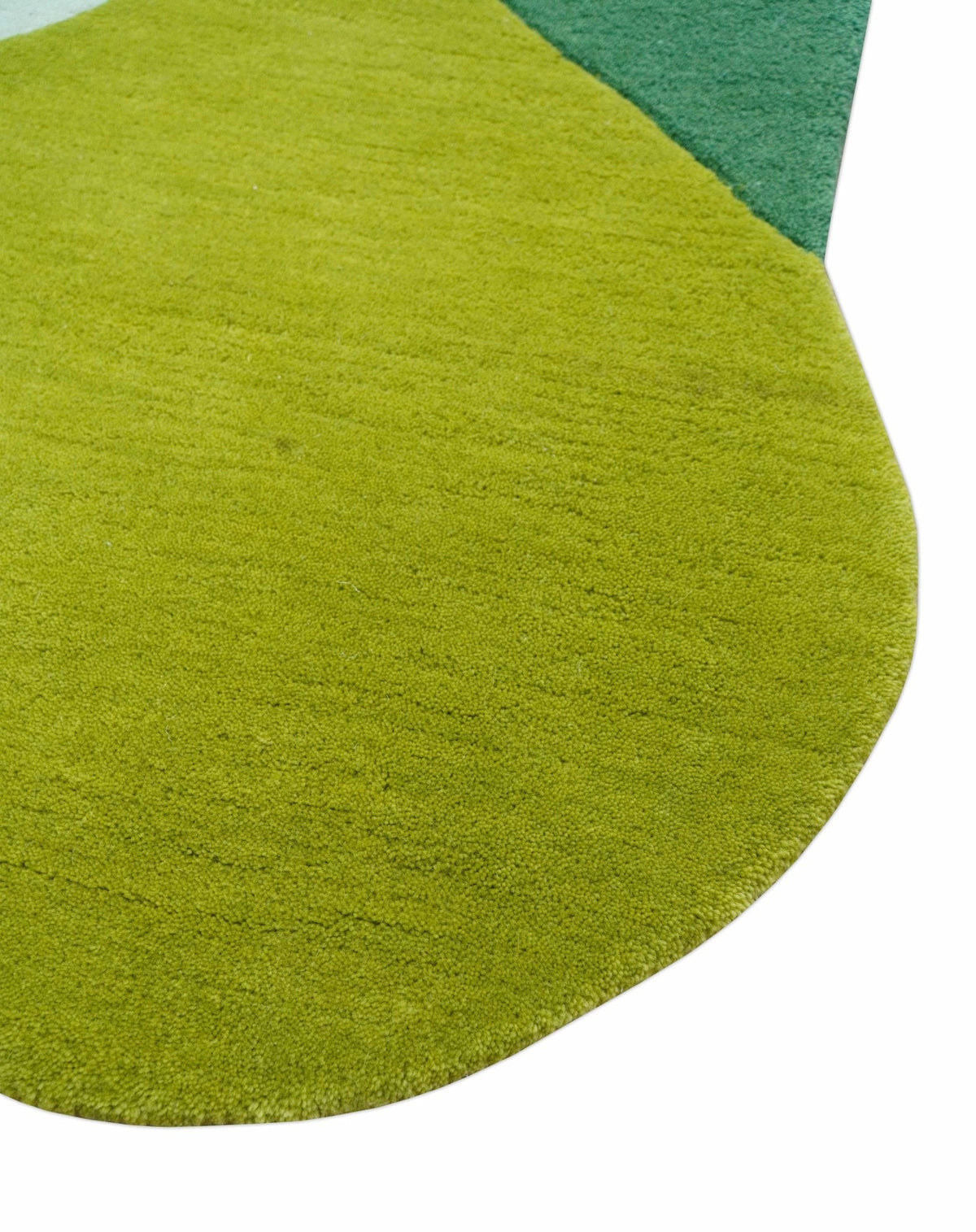 Custom Made Hand Tufted Green Modern Abstract Design Wool shape Rug.
