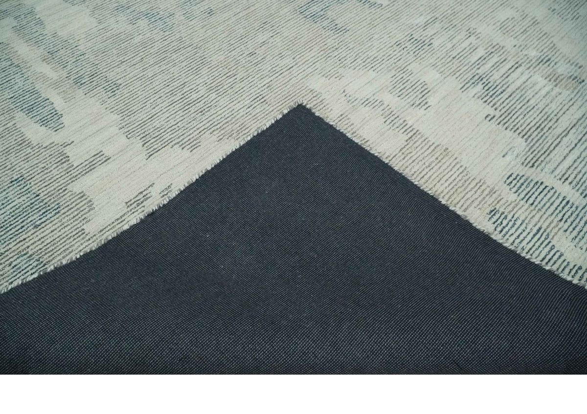 Custom Made Hand Tufted Ivory, Beige and Charcoal Modern Abstract Design Rug.