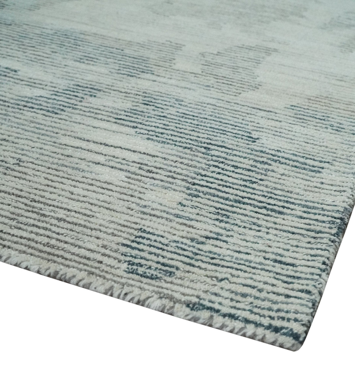 Custom Made Hand Tufted Ivory, Beige and Charcoal Modern Abstract Design Rug.