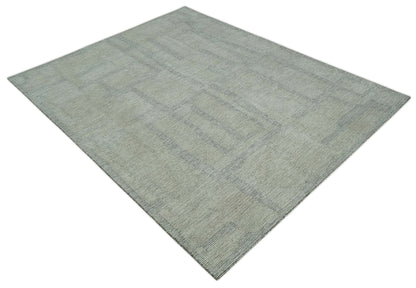 Custom Made Hand Tufted Ivory, Olive and Charcoal Modern Abstract Stripes Design Rug.