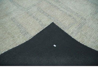 Custom Made Hand Tufted Ivory, Olive and Charcoal Modern Abstract Stripes Design Rug.