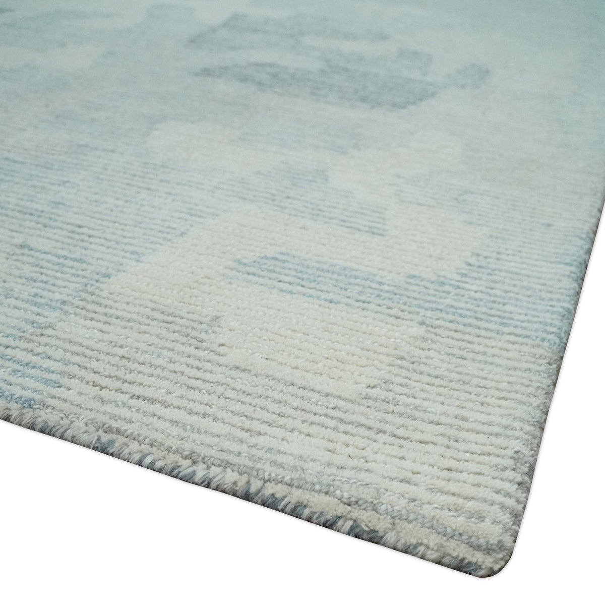 Custom Made Hand Tufted Ivory, Silver, Gray and Charcoal Modern Abstract Design Rug.