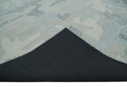 Custom Made Hand Tufted Ivory, Silver, Gray and Charcoal Modern Abstract Design Rug.