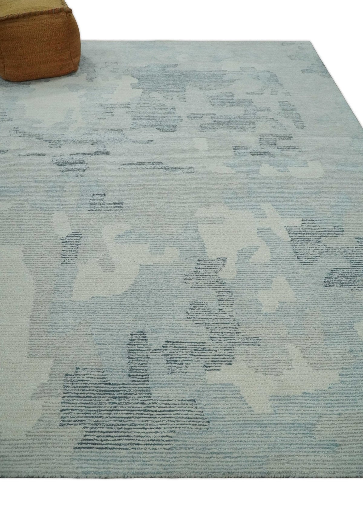 Custom Made Hand Tufted Ivory, Silver, Gray and Charcoal Modern Abstract Design Rug.