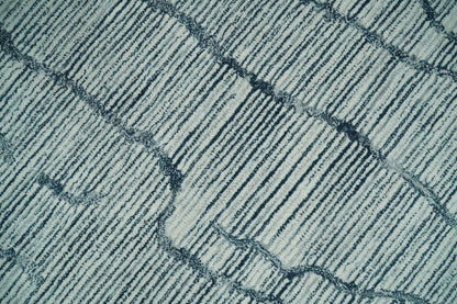 Custom Made Hand Tufted Multi Size Woolen Modern Ivory and Blue Area Rug.