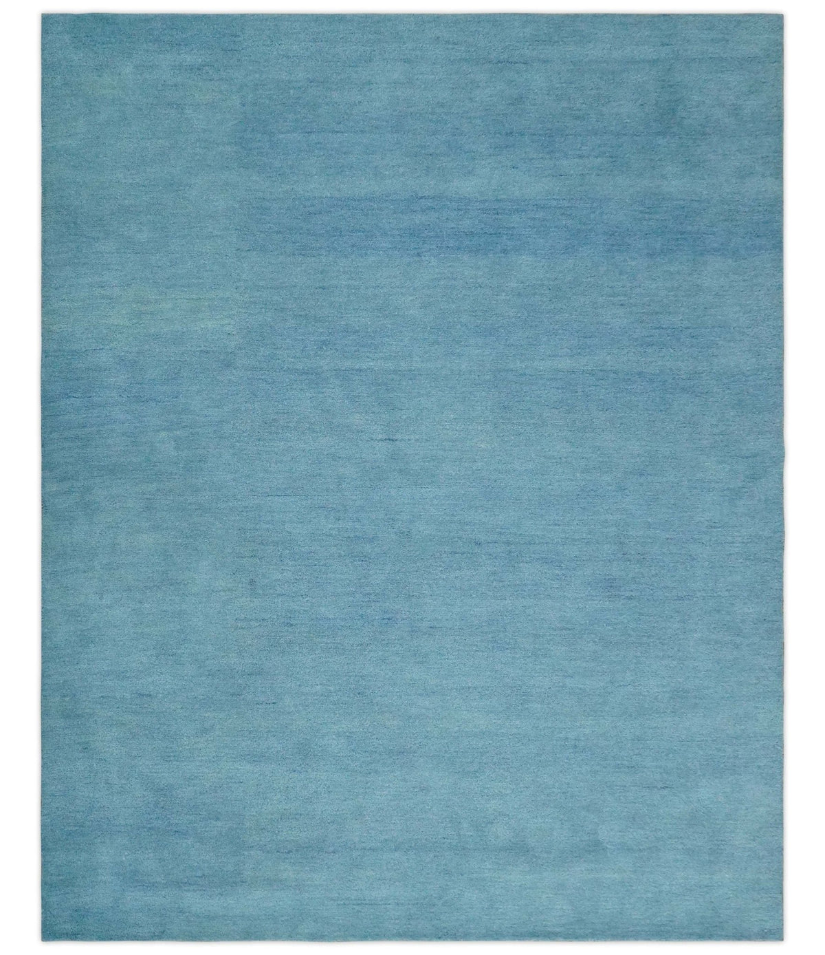 Custom Made Hand Tufted Solid Plane Light Blue Woolen wool Area Rug.