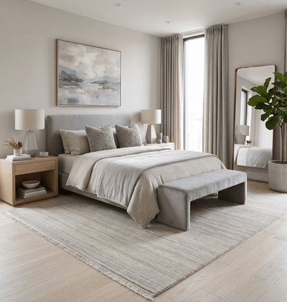 Custom Made Hand Tufted Solid Shaded Brown, Beige and Gray Area Rug.