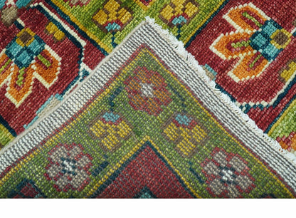 Custom Made Ivory And Maroon Traditional Floral Motifs Design Hand Knotted Wool Rug.