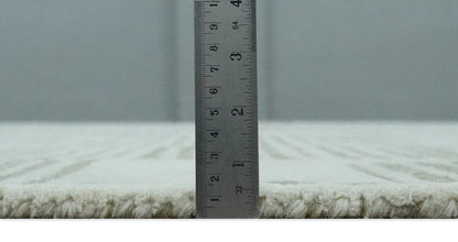 Custom Made Ivory and Olive Modern Design Hand Tufted Wool Rug.