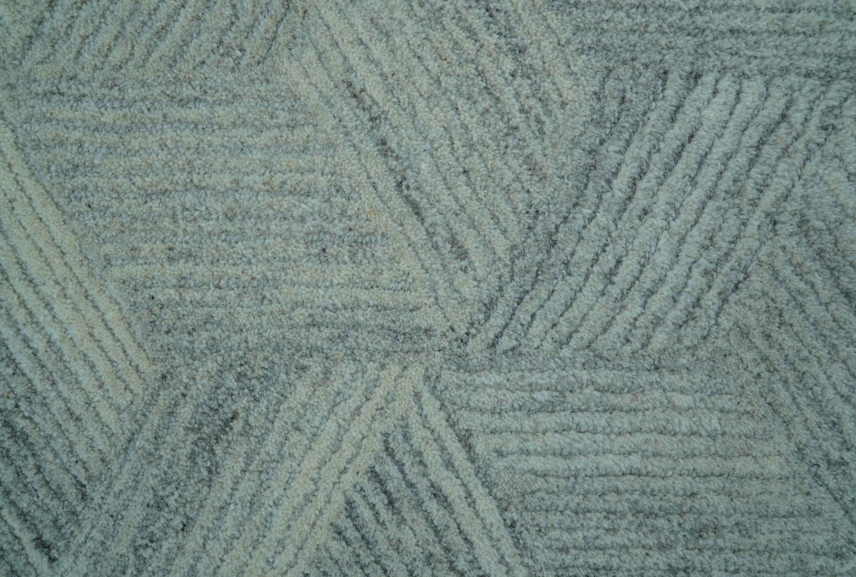 Custom Made Ivory, Gray and Beige Modern Contemporary Hand Tufted wool rug.