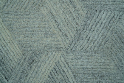 Custom Made Ivory, Gray and Beige Modern Contemporary Hand Tufted wool rug.