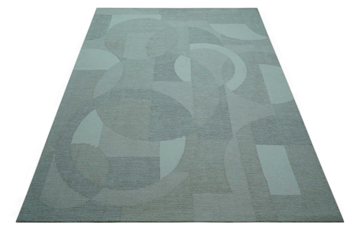 Custom Made Ivory, Gray and Beige Modern Contemporary Hand Tufted wool rug.