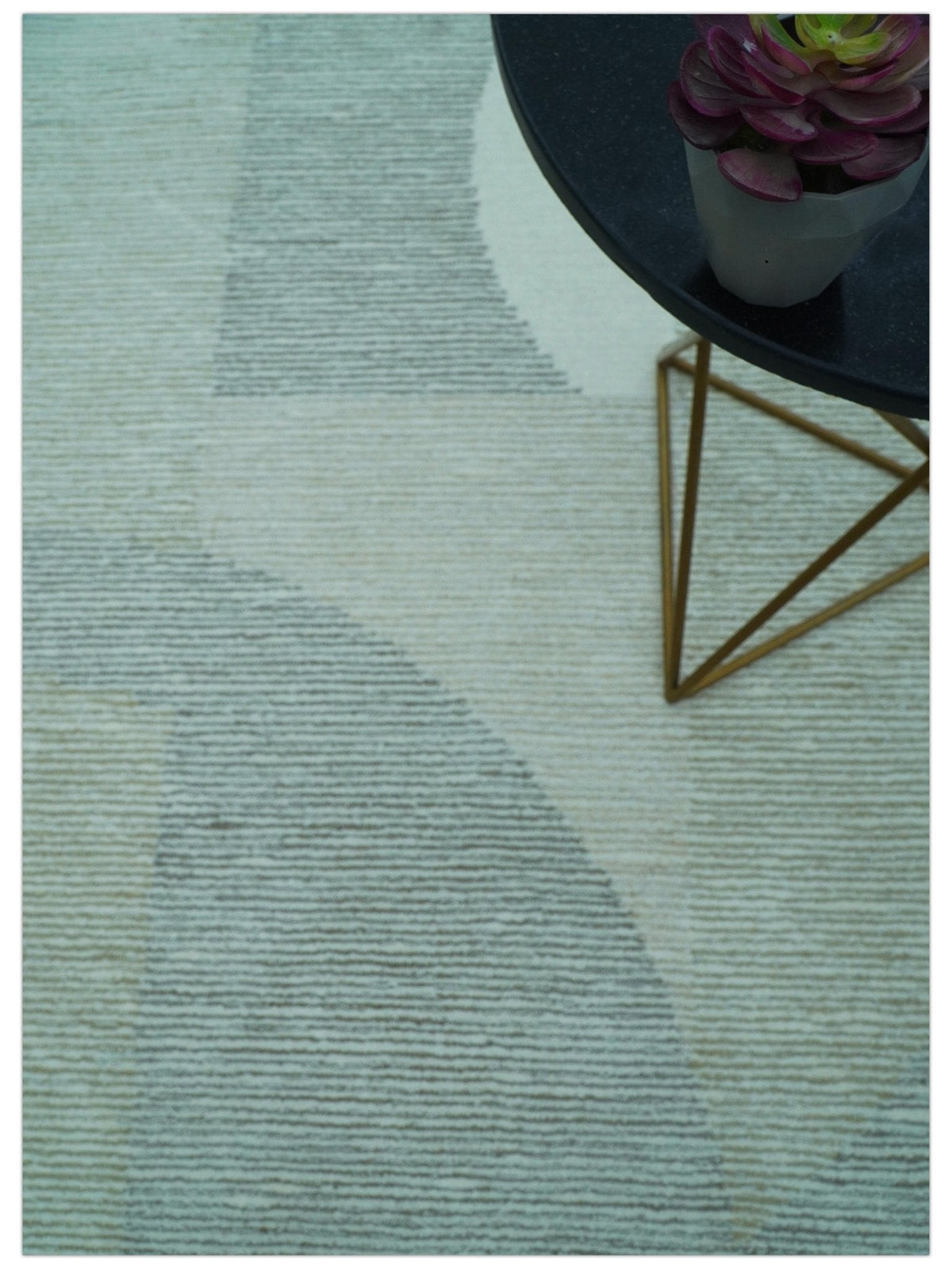 Custom Made Ivory, Gray and Beige Modern Contemporary Hand Tufted wool rug.