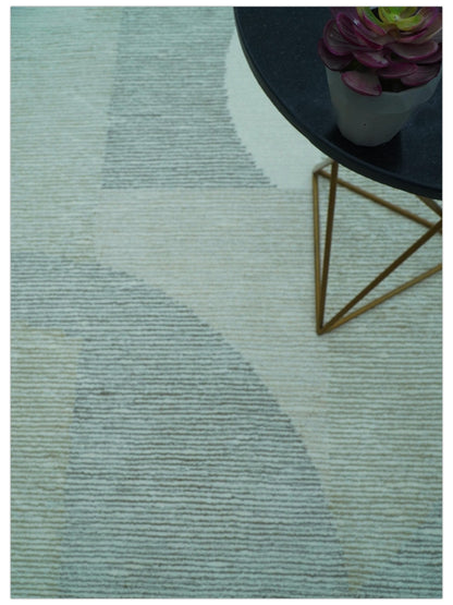 Custom Made Ivory, Gray and Beige Modern Contemporary Hand Tufted wool rug.
