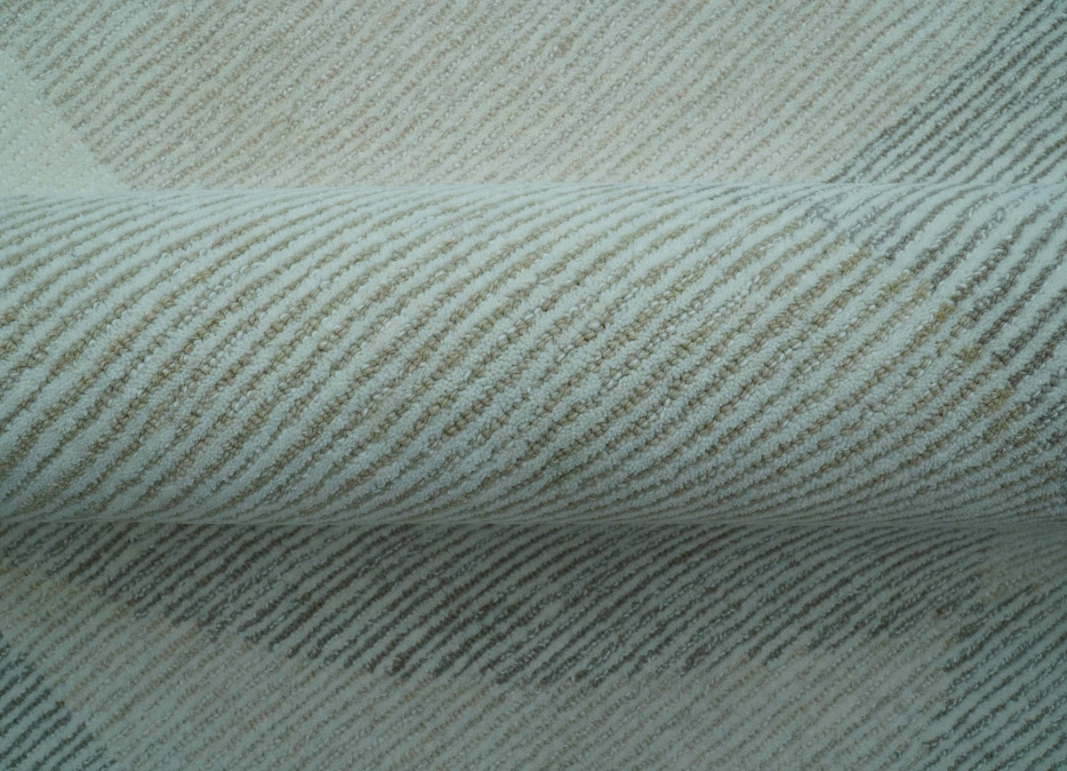 Custom Made Ivory, Gray and Beige Modern Contemporary Hand Tufted wool rug.