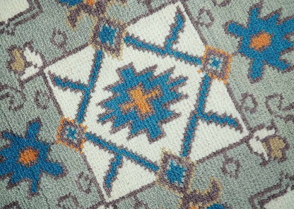 Custom Made Ivory, Gray and Camel Traditional Hand knotted Wool Area Rug.