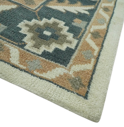Custom Made Ivory, Gray, Camel and Charcoal Traditional Multi Size Wool Area Rug.