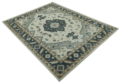 Custom Made Ivory, Gray, Camel and Charcoal Traditional Multi Size Wool Area Rug.
