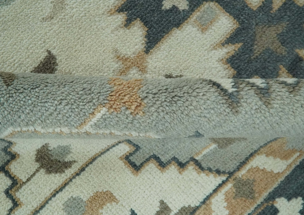 Custom Made Ivory, Gray, Camel and Charcoal Traditional Multi Size Wool Area Rug.