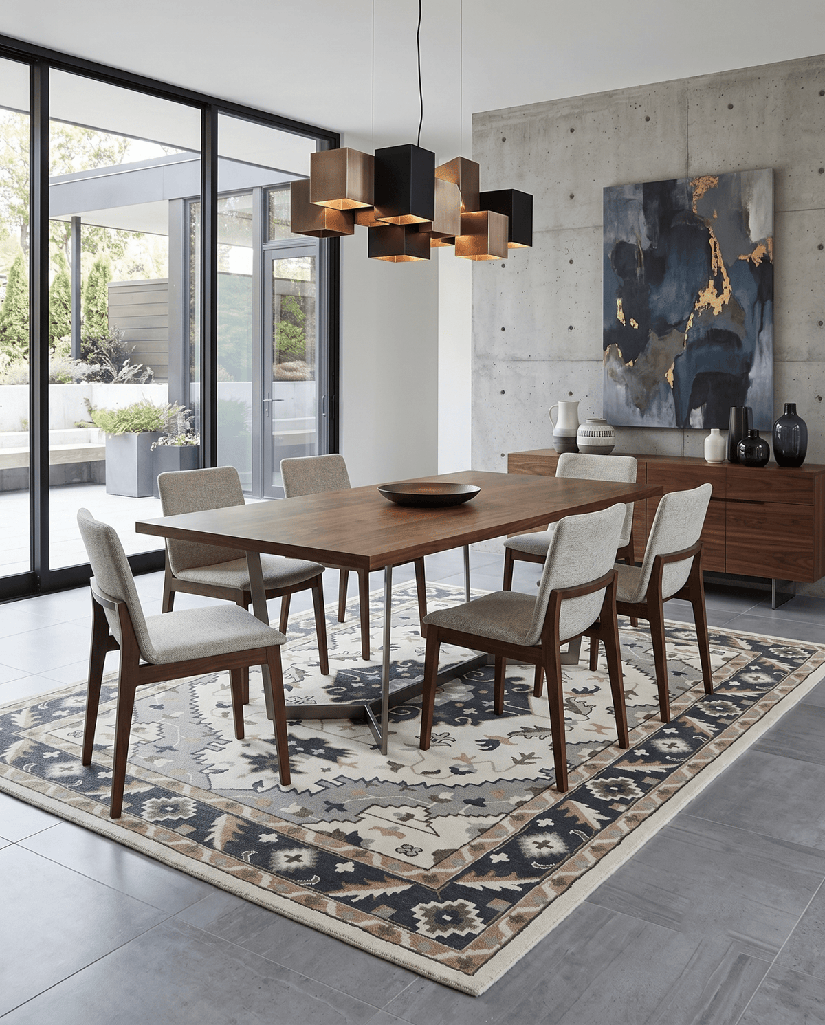 Custom Made Ivory, Gray, Camel and Charcoal Traditional Multi Size Wool Area Rug.