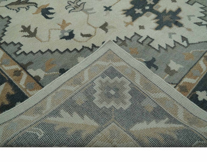 Custom Made Ivory, Gray, Camel and Charcoal Traditional Multi Size Wool Area Rug.