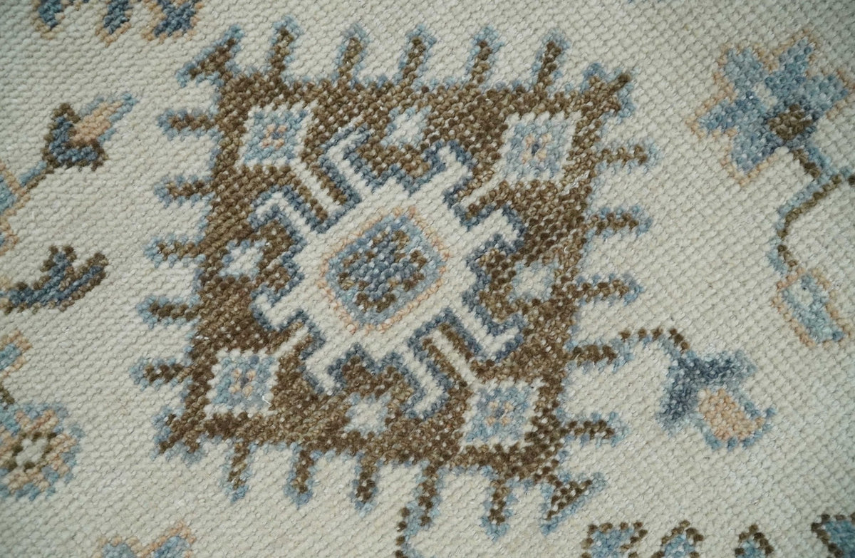 Custom Made Ivory, Peach and Gray Hand knotted Traditional Turkish Design Oushak wool Area Rug.